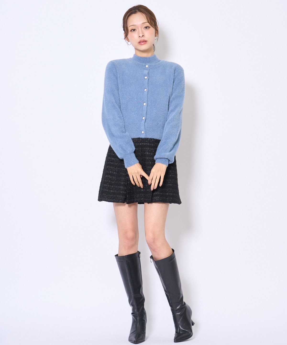 ラメフェザーニットアンサンブル