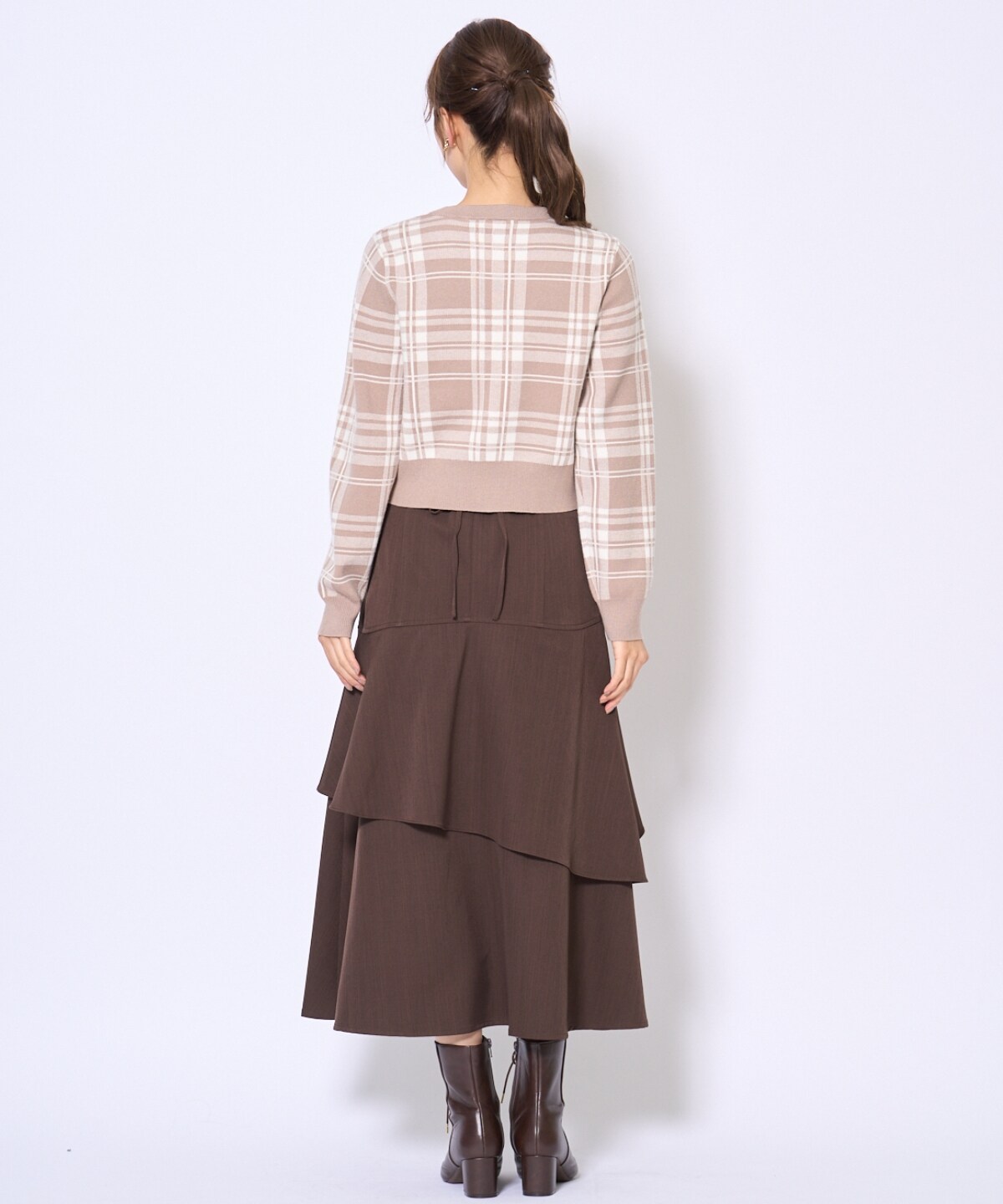 チェックジャガードニットカーディガン