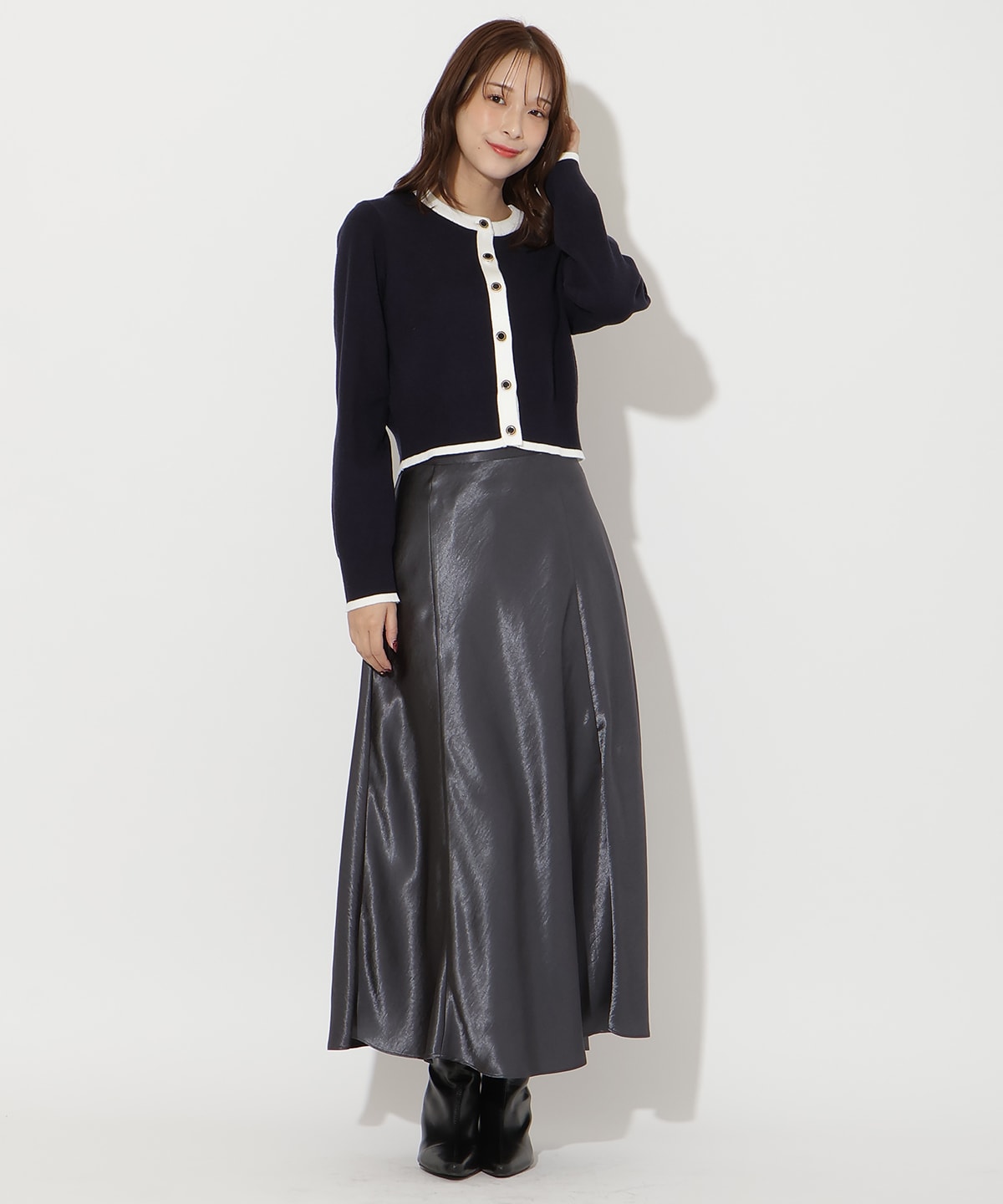 配色カーディガン