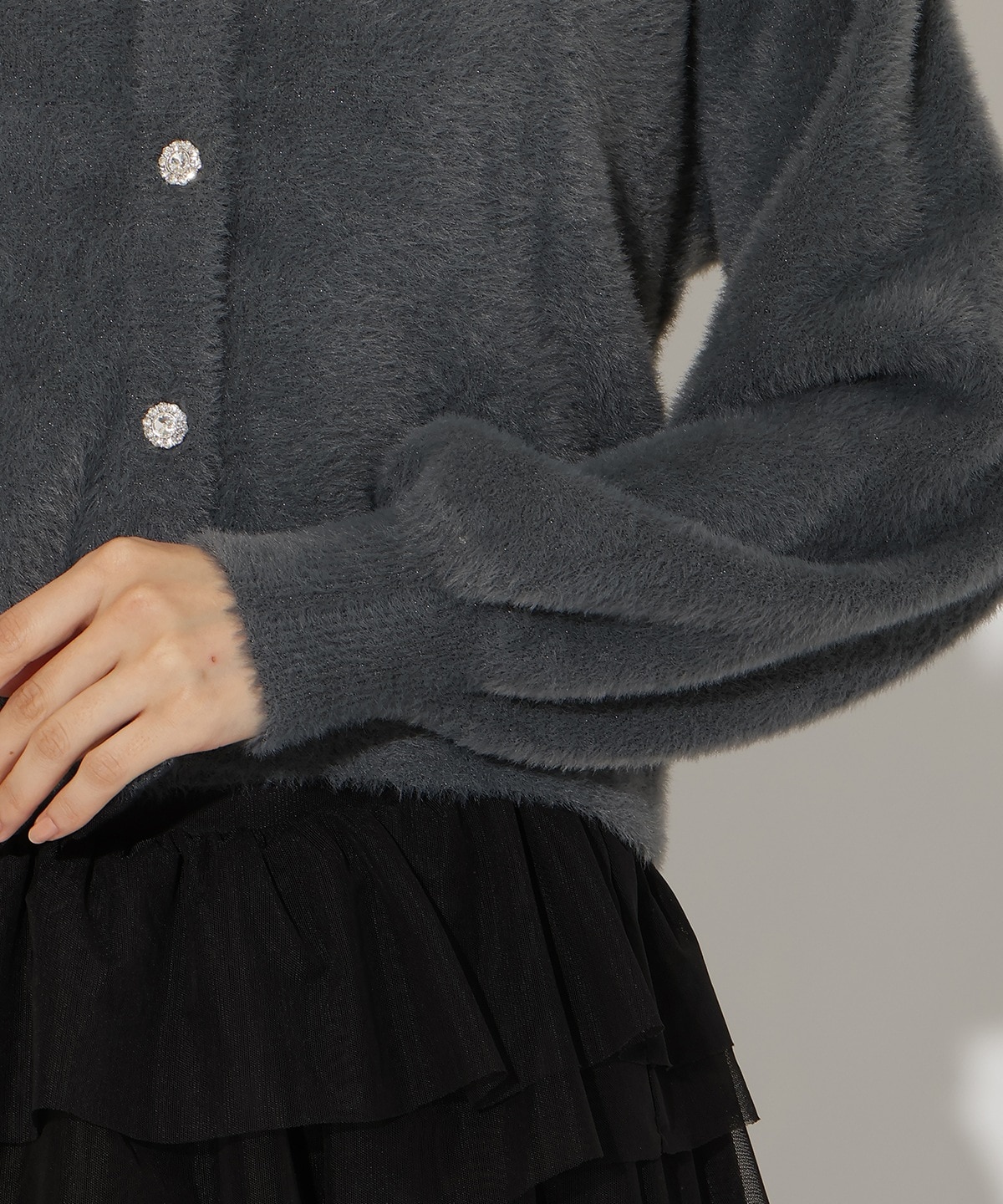 ラメフェザーショルダーリボンアンサンブル