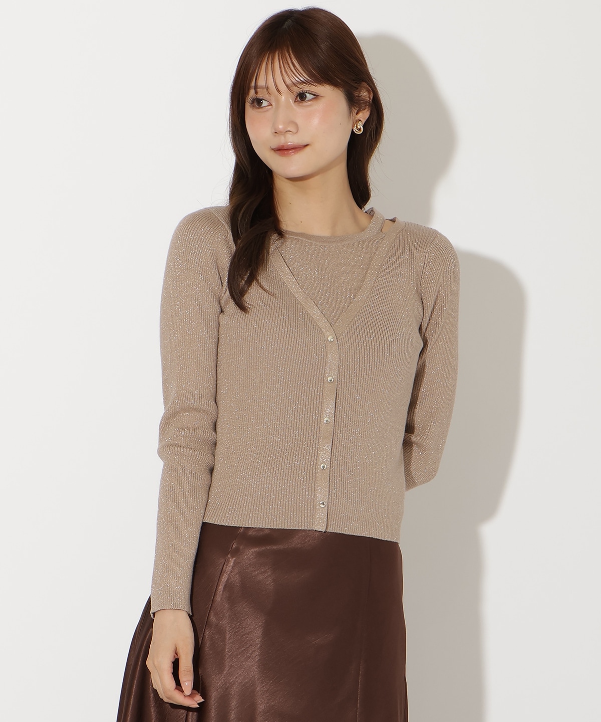 ホルタードッキングカーディガン風プルオーバー