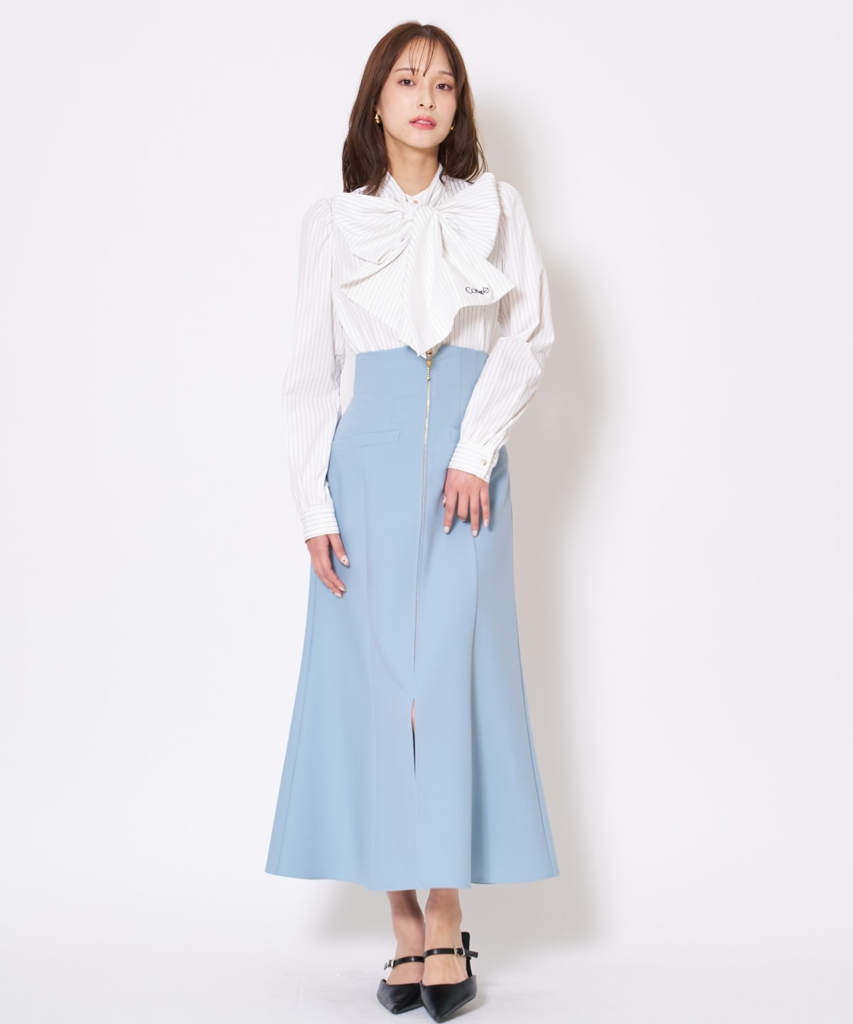 【先行予約受付中】バタフライリボンストライプブラウス