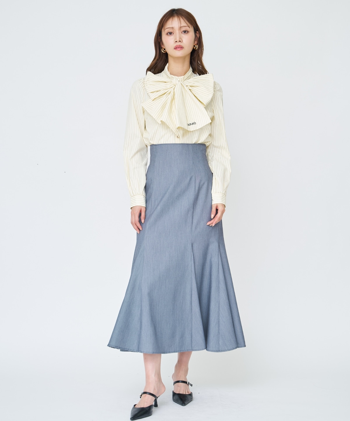 【先行予約受付中】バタフライリボンストライプブラウス