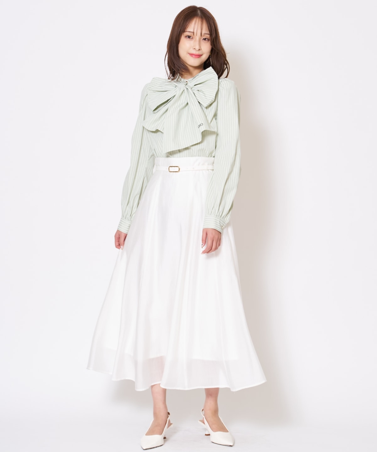 【先行予約受付中】バタフライリボンストライプブラウス