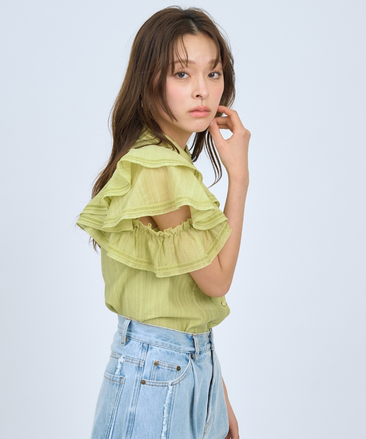 【先行予約受付中】ラッフルスリーブシャツブラウス