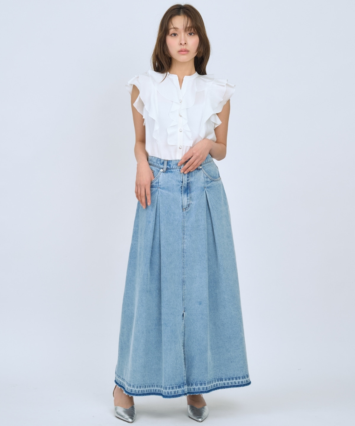 【先行予約受付中】フレンチスリーブラッフルブラウス