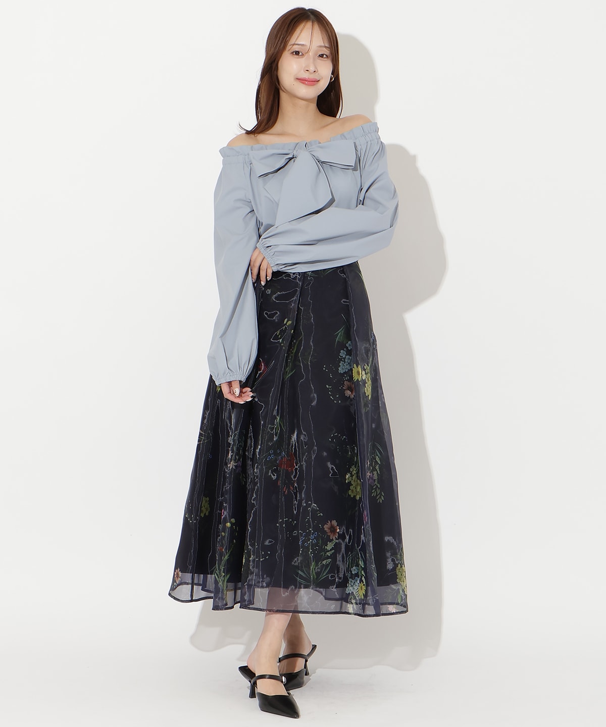【先行予約受付中】フラワーオーガンジーフレアスカート