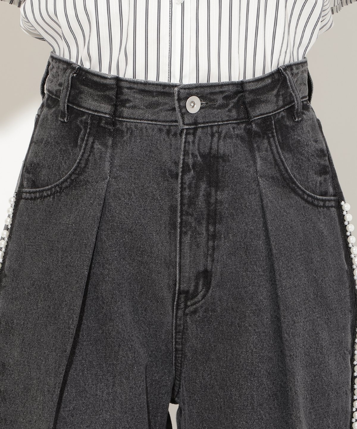 パールサイドラインデニムパンツ