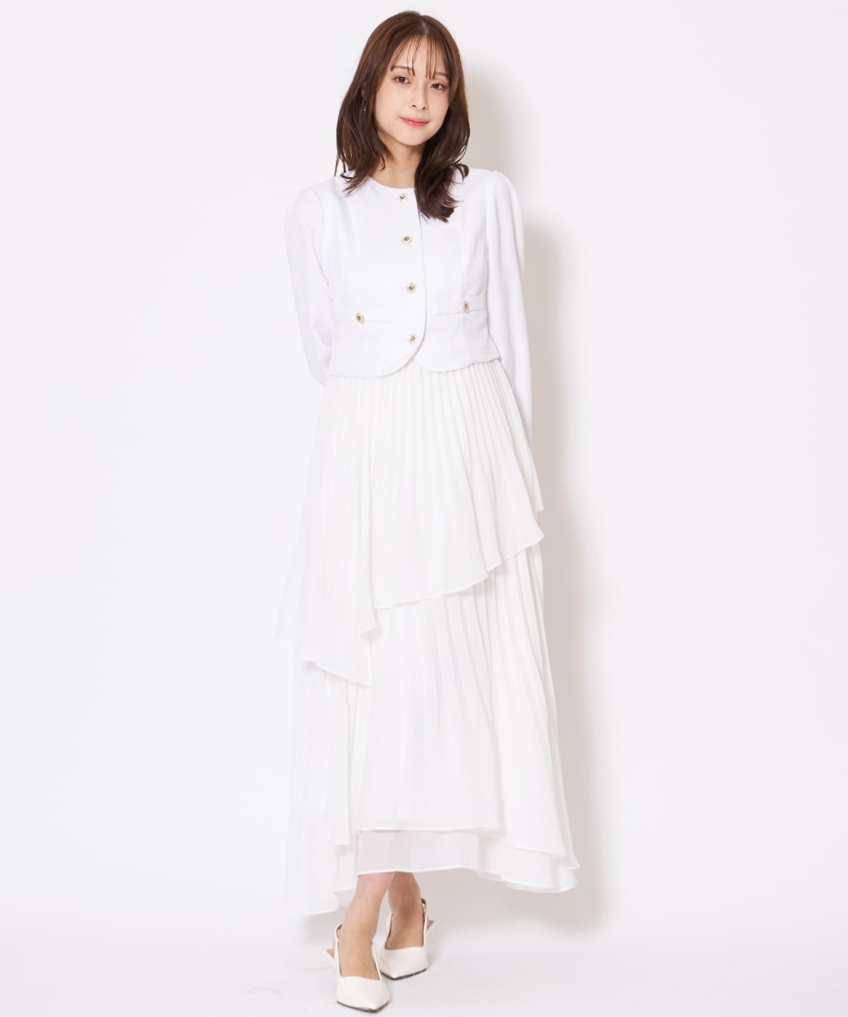 【先行予約受付中】ツイードジャケットドッキングワンピース