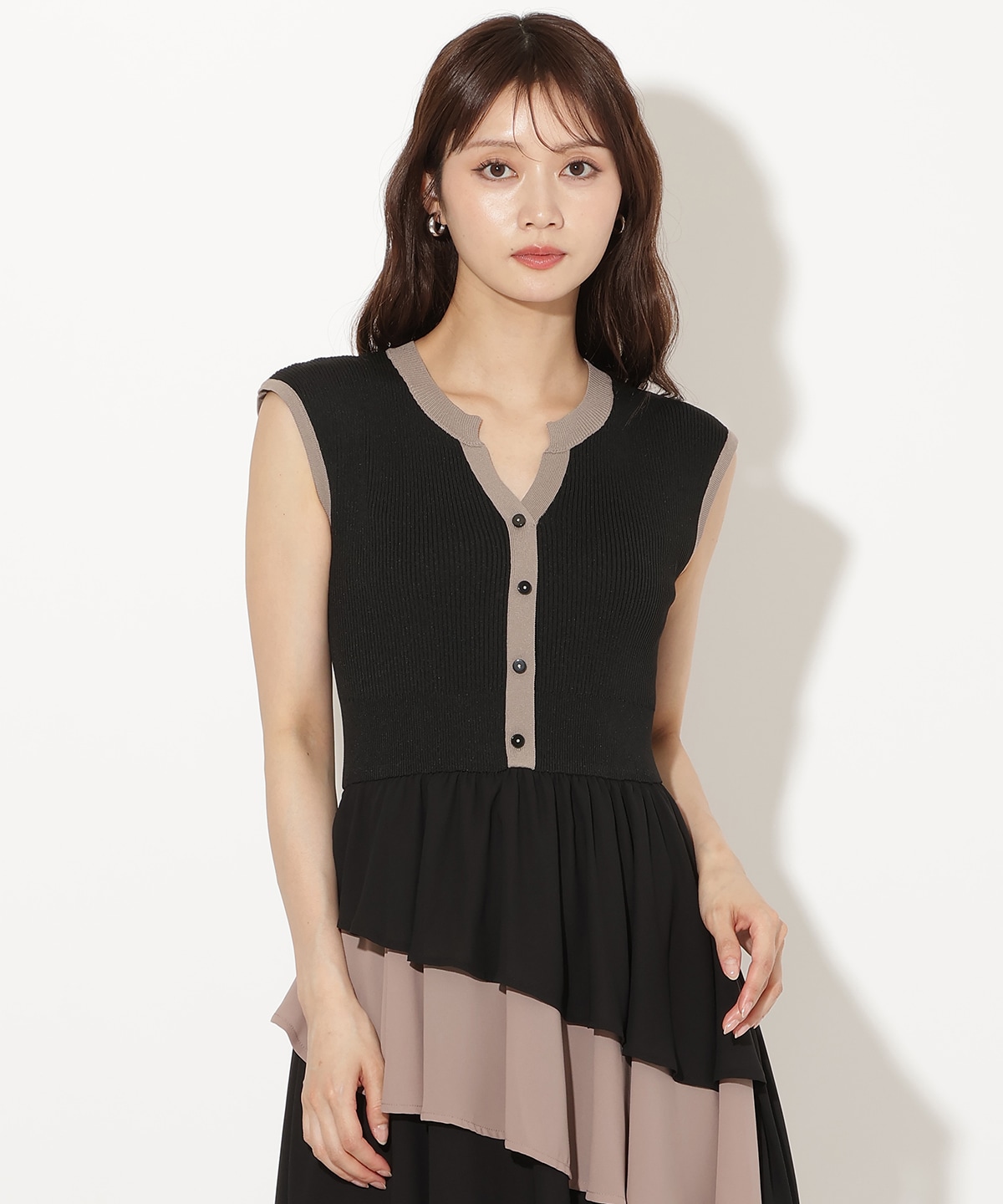 【EC先行/店舗8月8日(土)発売】アシメフリルドッキングワンピース