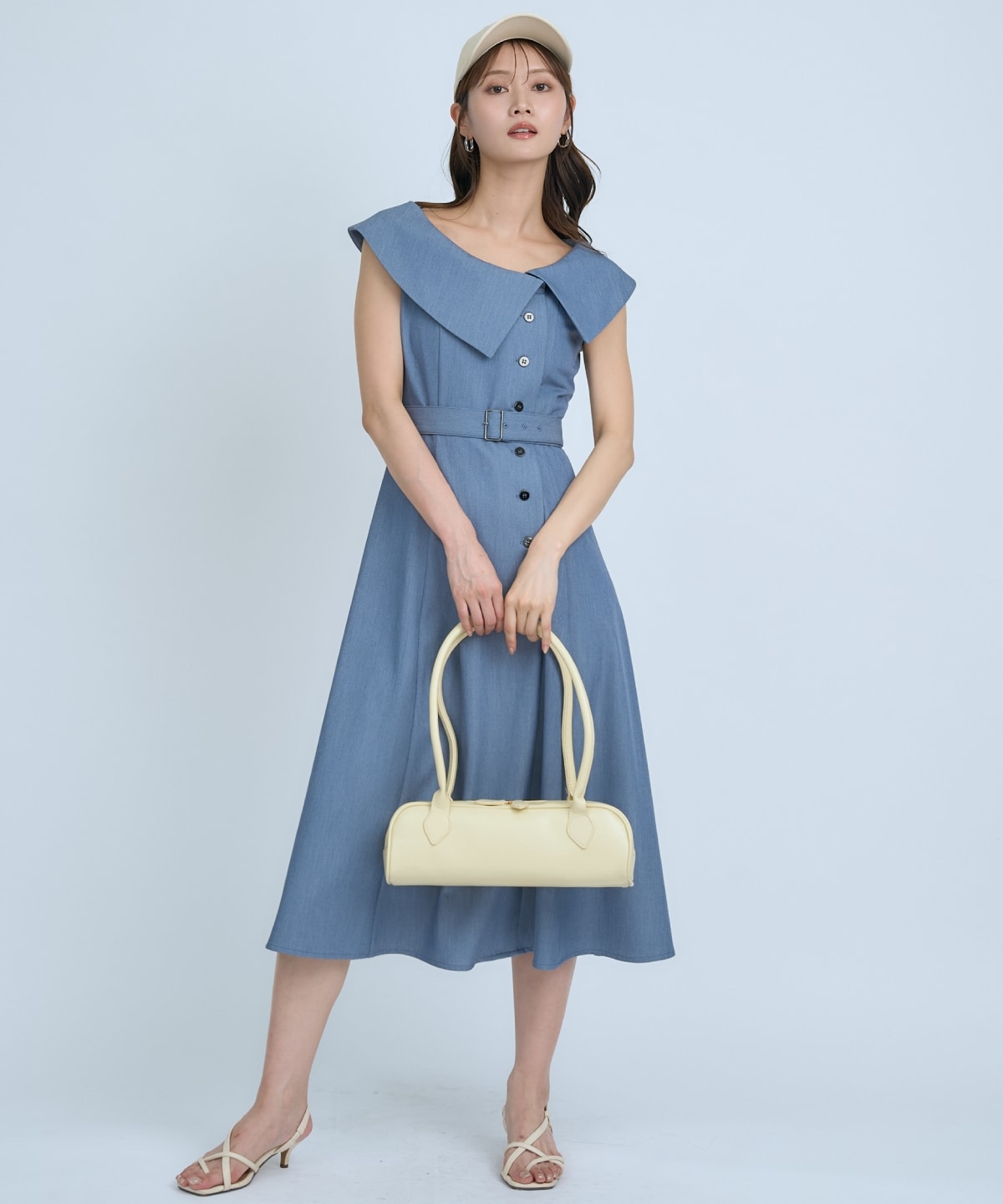 【先行予約受付中】アシメビックカラー前ボタンワンピース