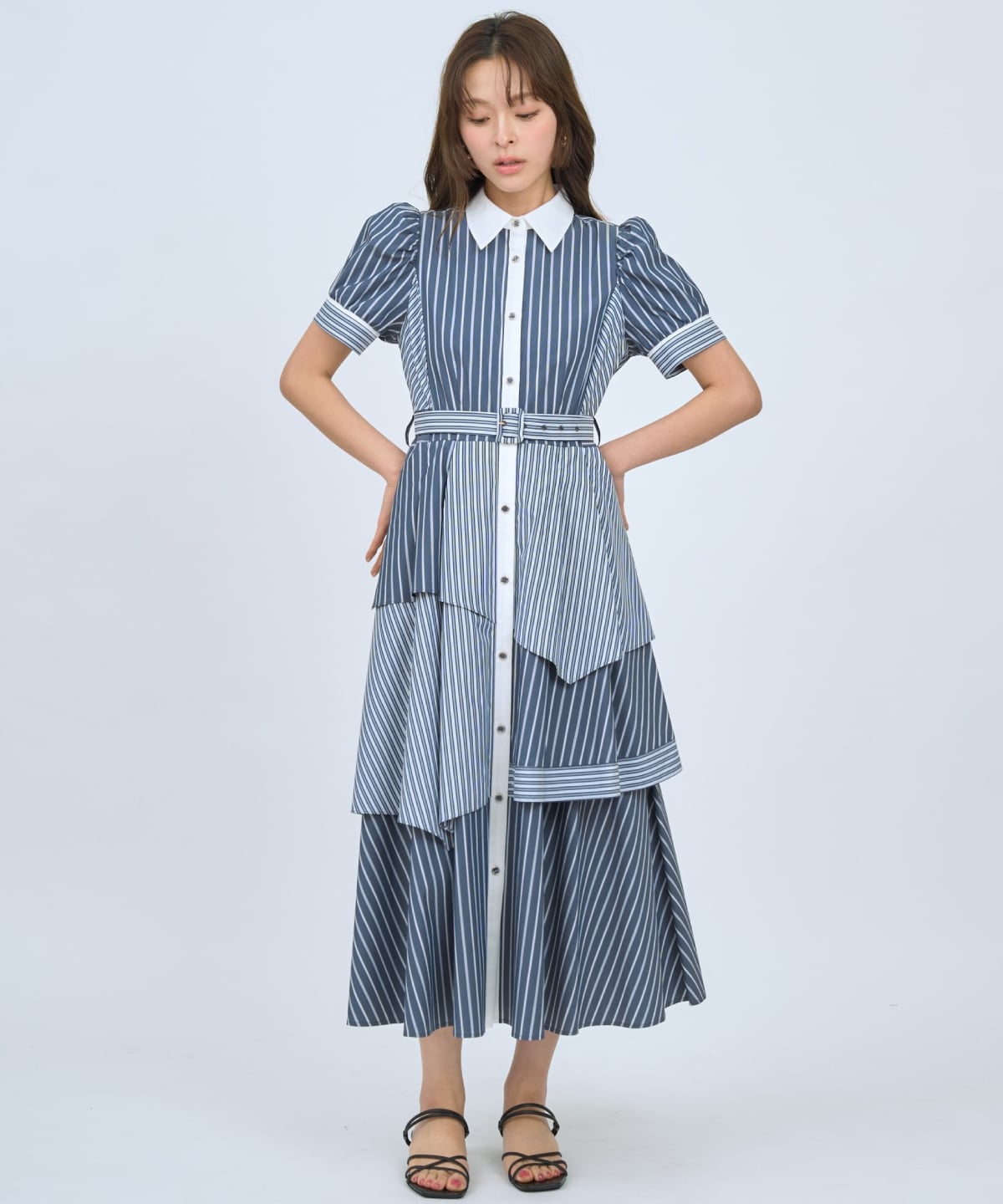 【先行予約受付中】マルチストライプシャツワンピース