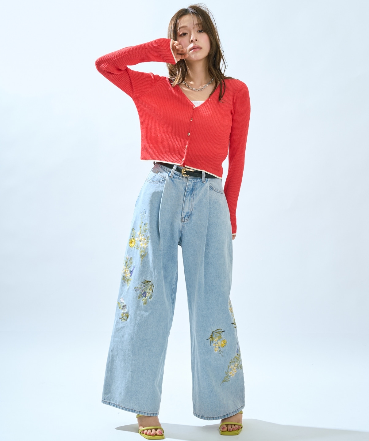 【5/14(木)一部店舗先行発売】シアーリブクロップドニットカーディガン