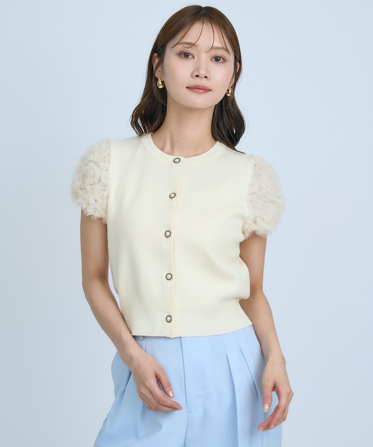 フラワーチュールスリーブカーディガン