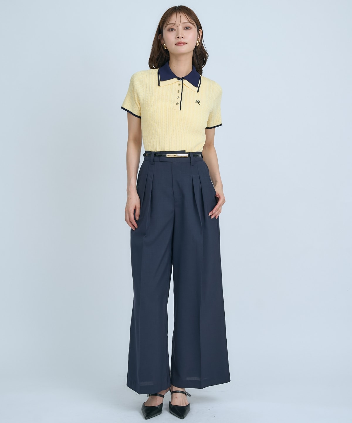 【先行予約受付中】ダブルカラーケーブルポロニット