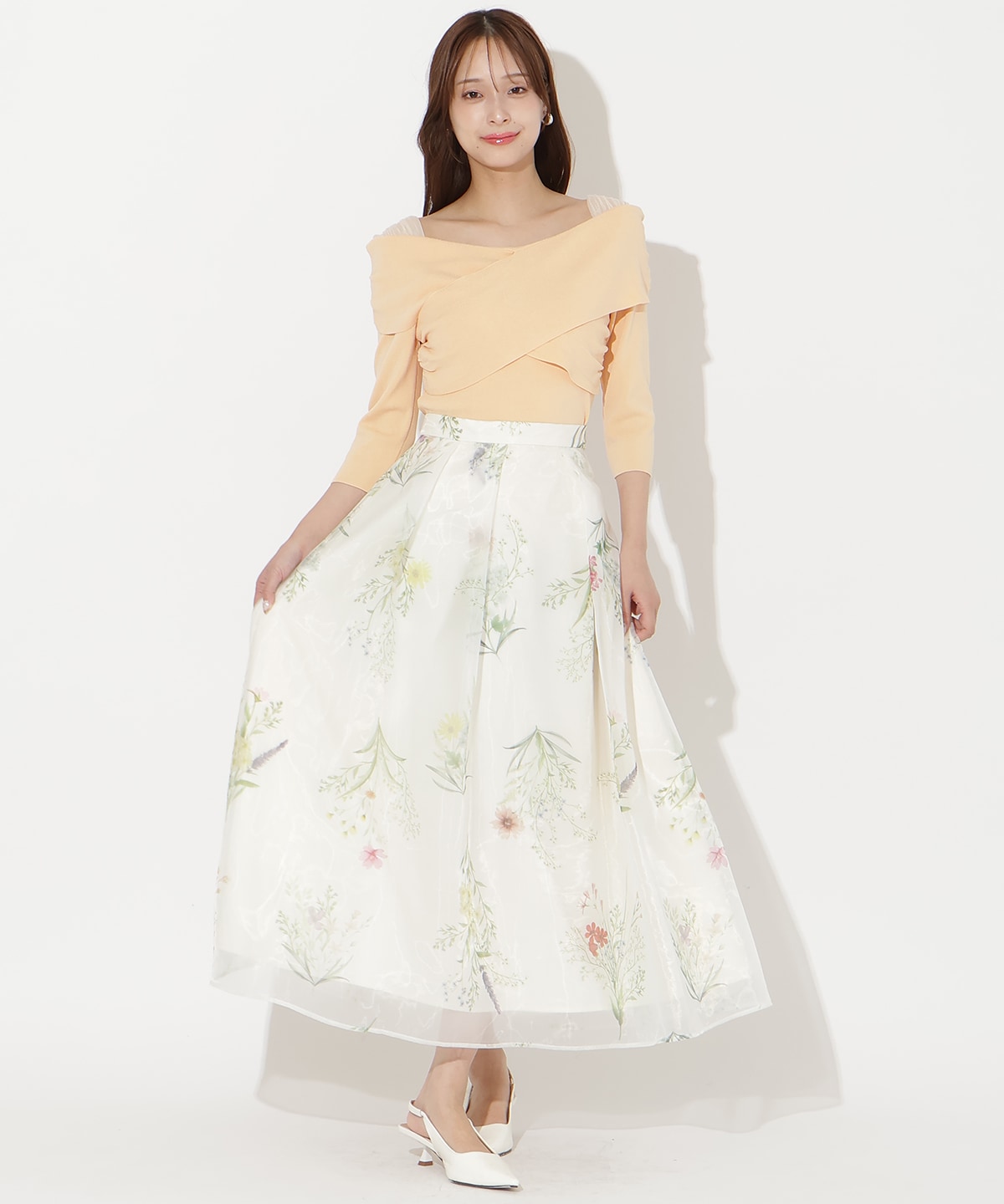 【先行予約受付中】7分袖クロスネックニットプルオーバー