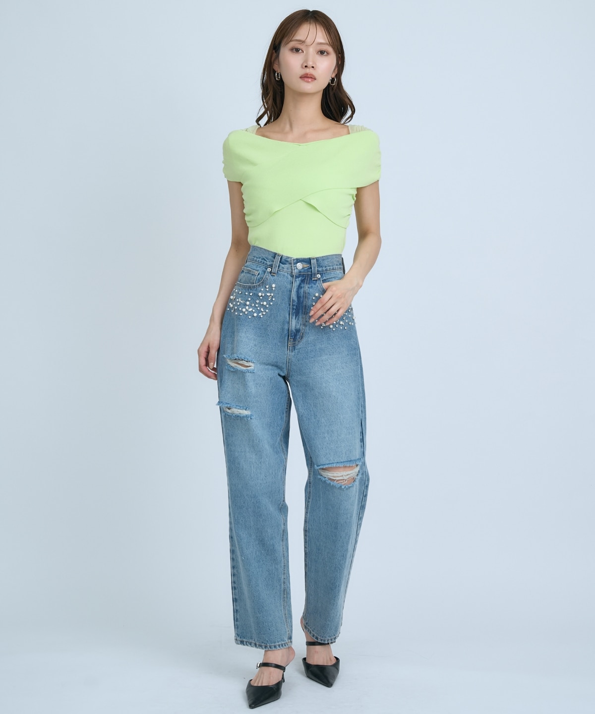 【先行予約受付中】クロスネックオフショルニットプルオーバー