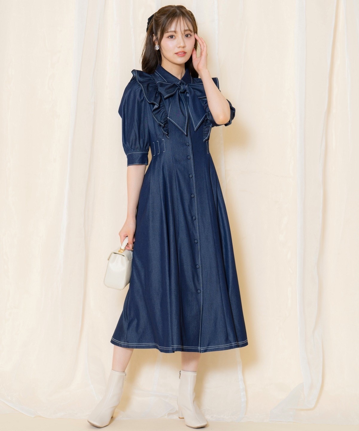 【WILLSELECTION】 タックウエストフリルシャツワンピース 