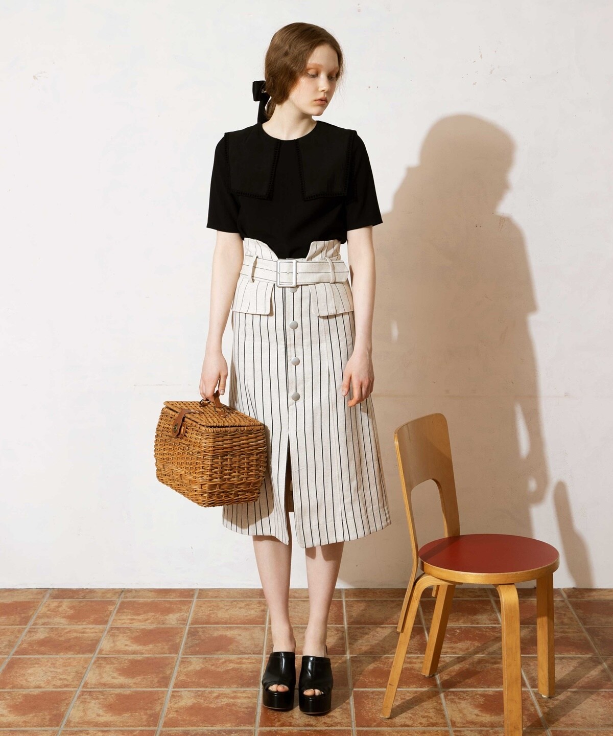 ストライプコルセットベルト付きスカート S ベージュ Redyazel 公式オンラインショップ バーンデストローズ