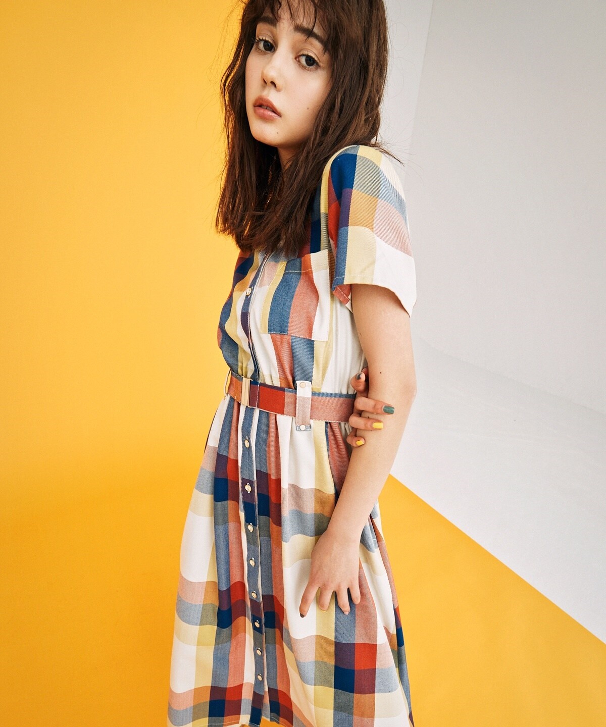 オリジナルレトロチェックワンピース S ベージュ Redyazel 公式オンラインショップ バーンデストローズ