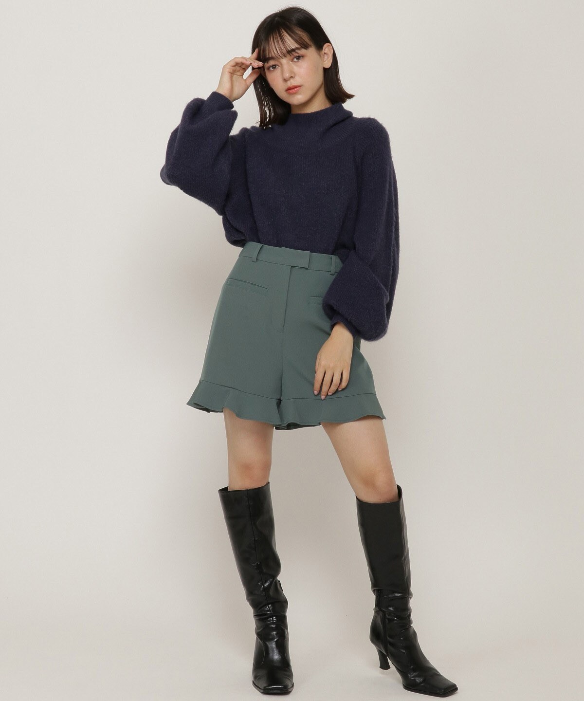 裾フレアショートパンツ S グリーン Redyazel 公式オンラインショップ バーンデストローズ