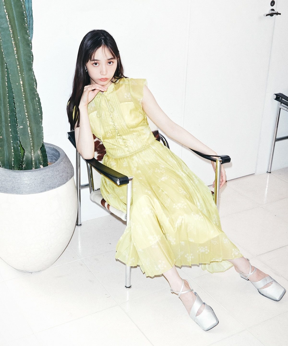 シアーピンタックプリーツワンピース S イエロー Redyazel 公式オンラインショップ バーンデストローズ