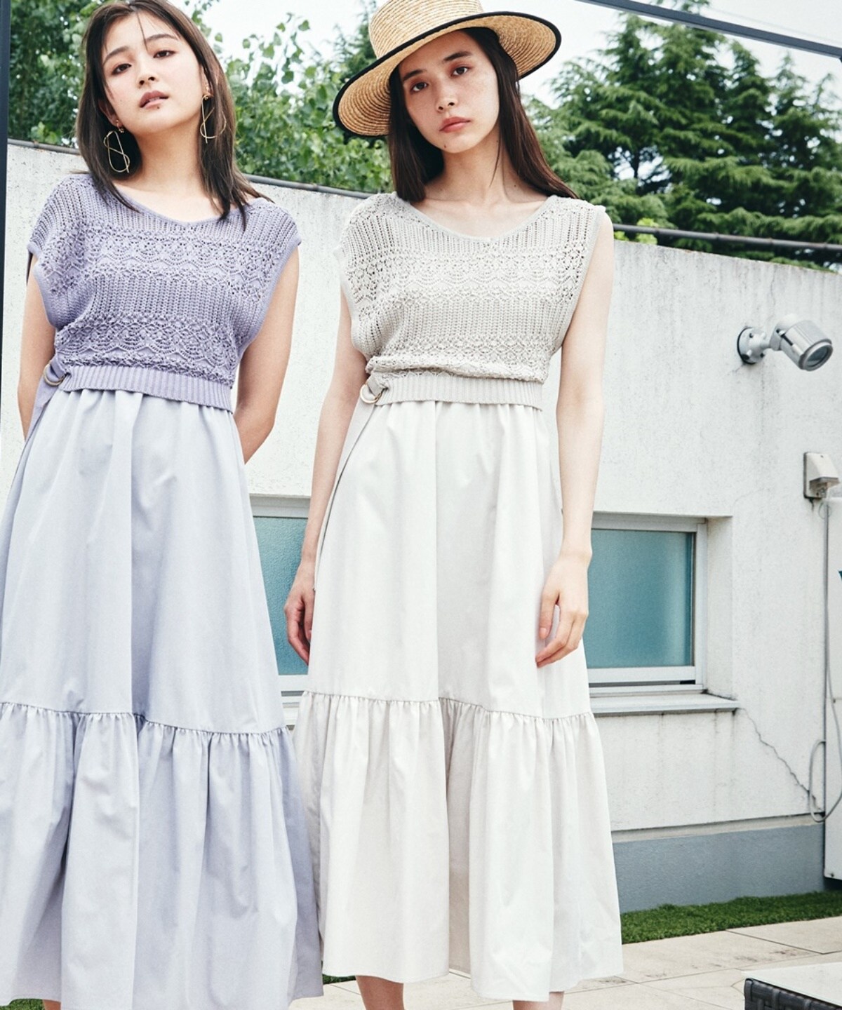 かぎ針編みニットベストｘマキシワンピースセット F ライトベージュ Redyazel 公式オンラインショップ バーンデストローズ