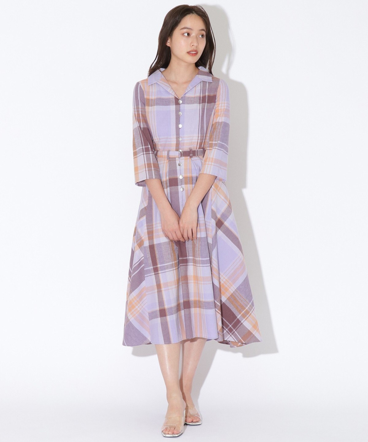 オリジナルチェックシャツワンピース S パープル系チェック Redyazel 公式オンラインショップ バーンデストローズ