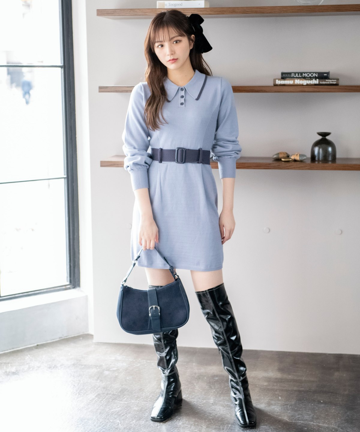 配色ニットミニワンピース F サックス Redyazel 公式オンラインショップ バーンデストローズ