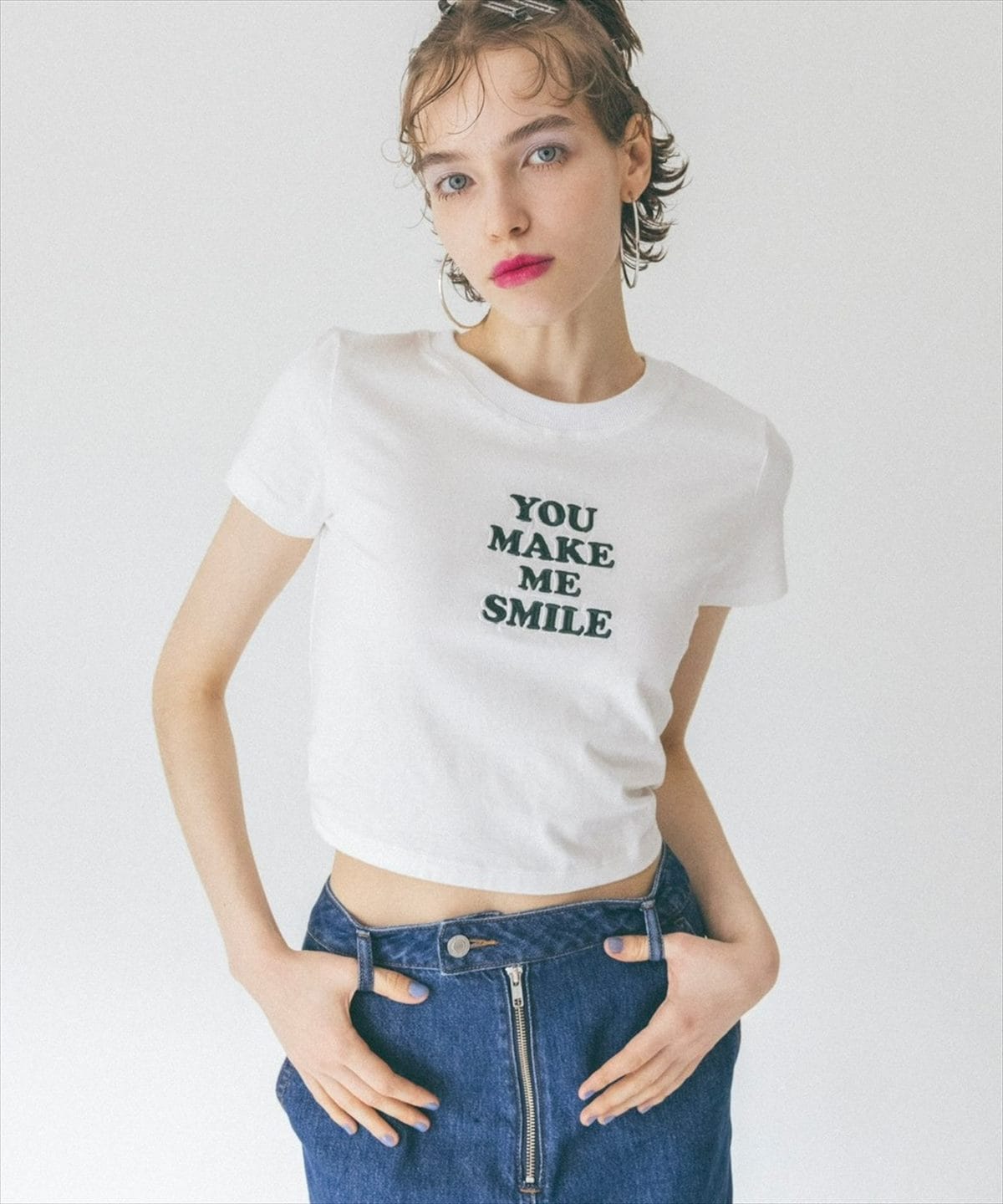 YOU MAKE ME SMILE 刺繍Tシャツ