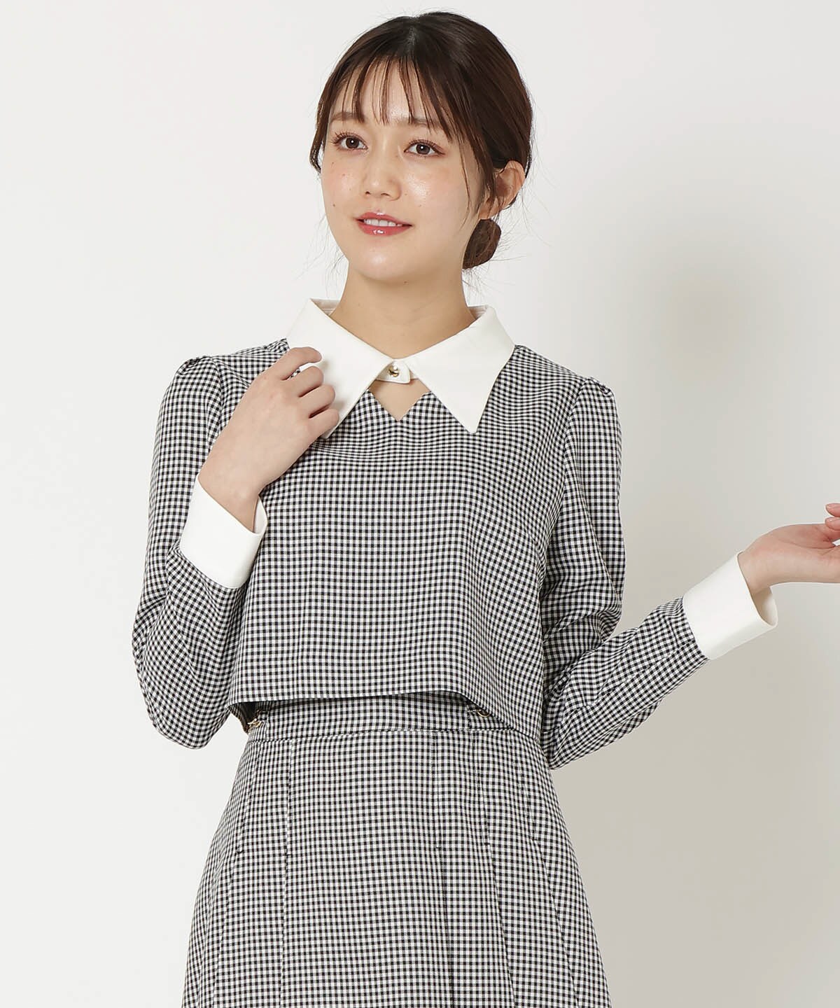 【セットアップ可能】配色襟トップス