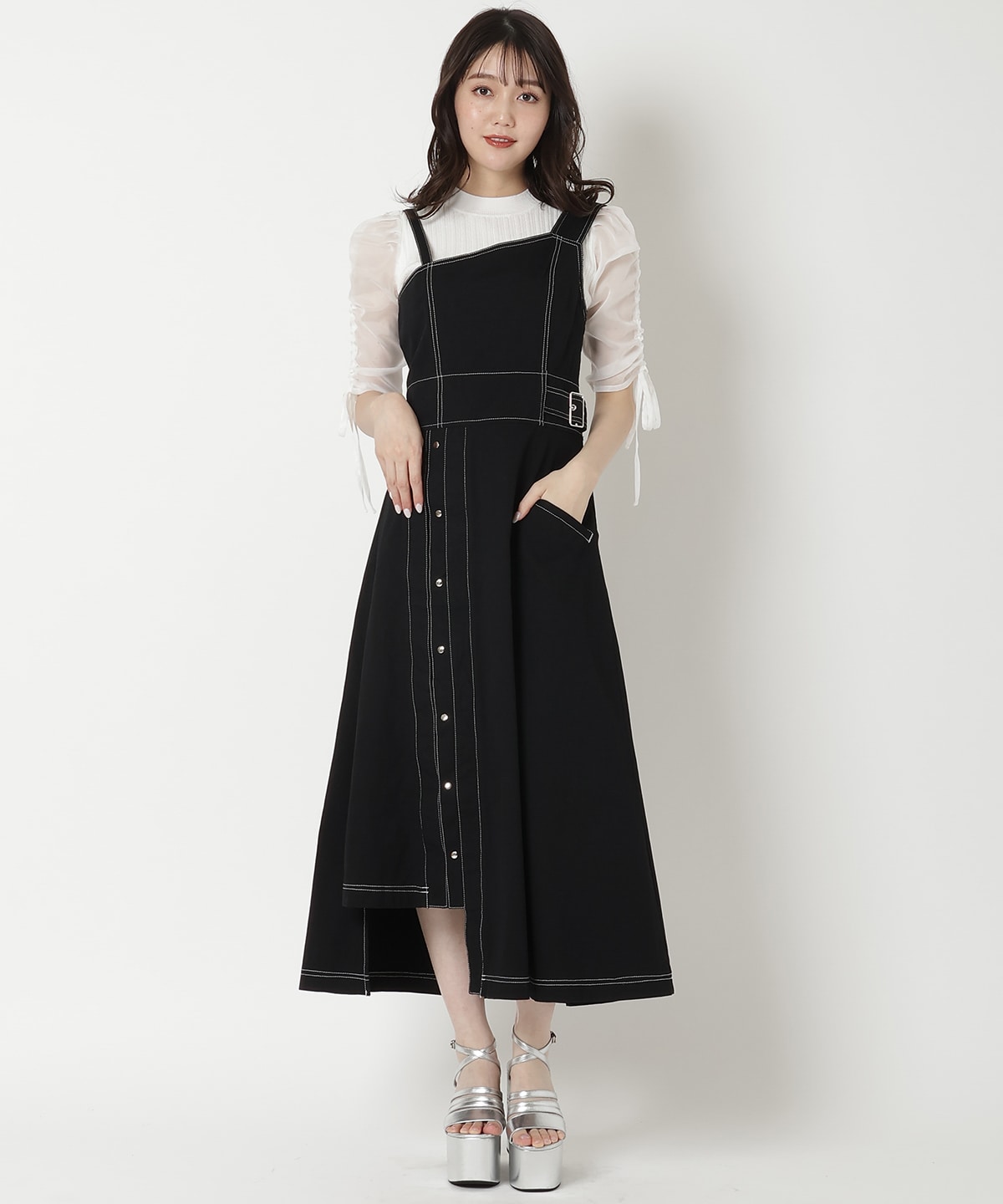 【REDYAZEL】【3/7販売開始】ステッチカラーワンピース 