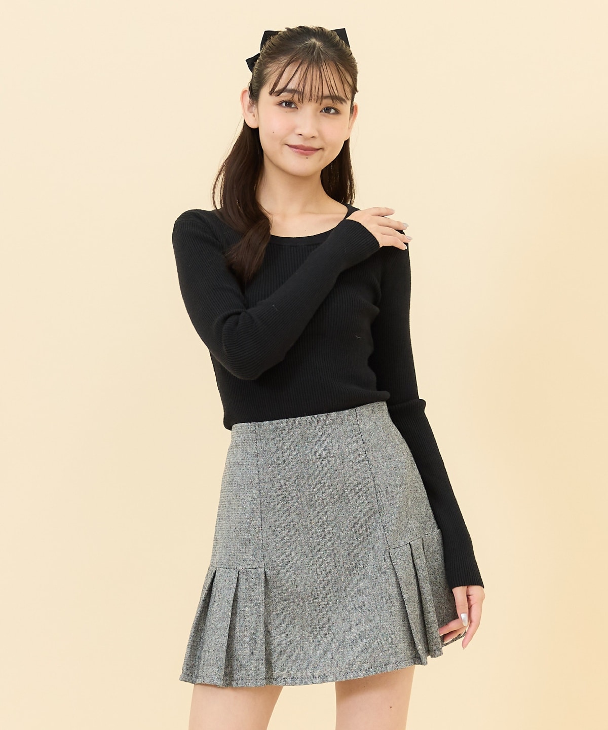 【セットアップ可能】ネッププリーツミニスカート