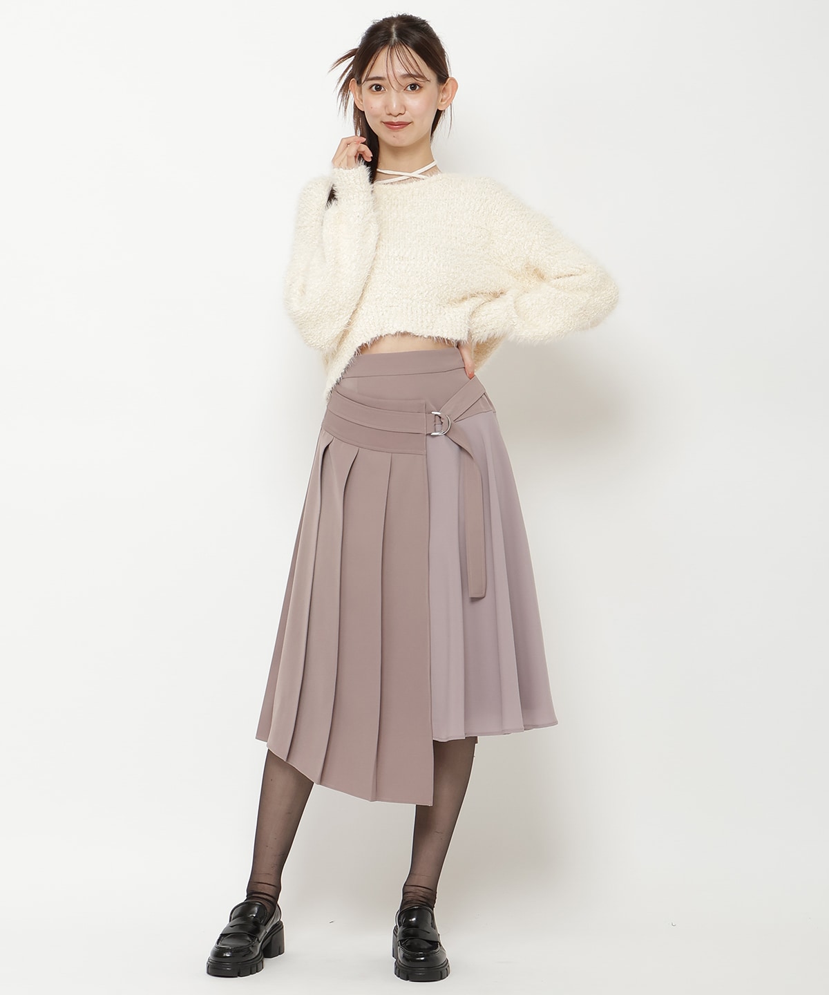 コンビネーションアシメプリーツスカート