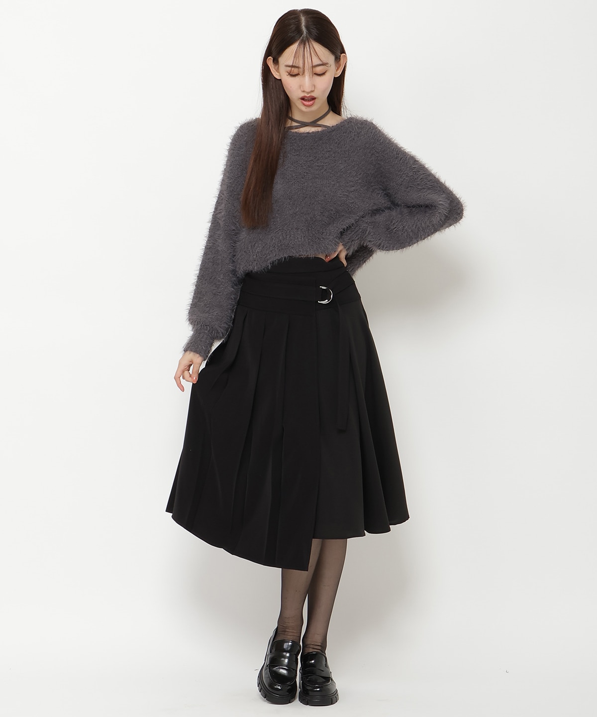 コンビネーションアシメプリーツスカート