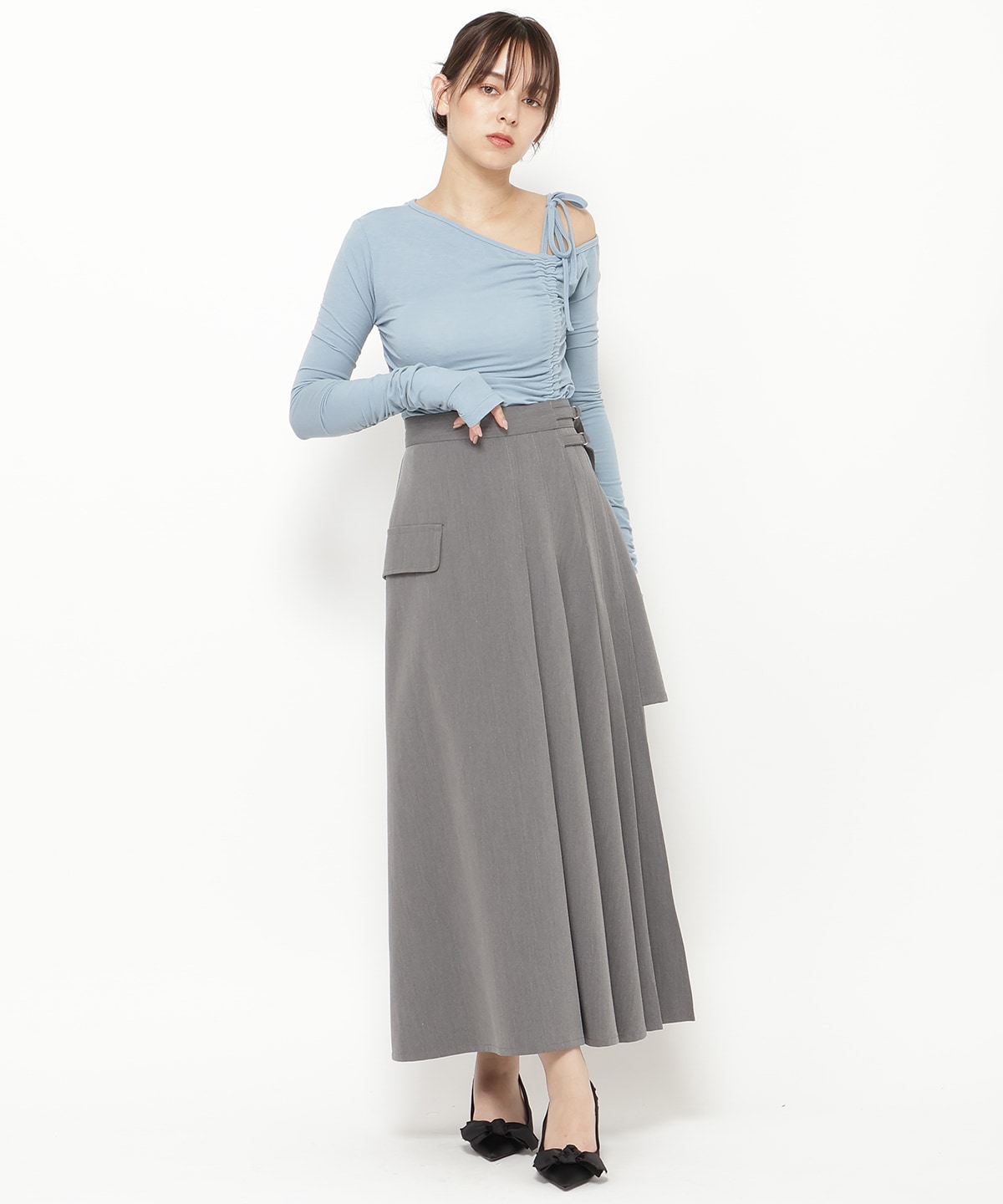 アシメソフトプリーツスカート