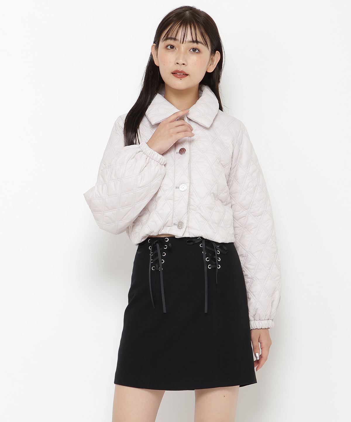 リボンレースアップミニスカート