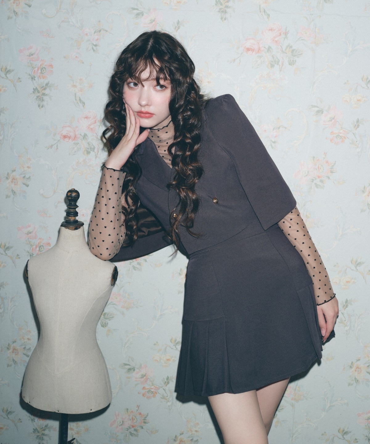 【セットアップ可能】サイドプリーツミニスカート