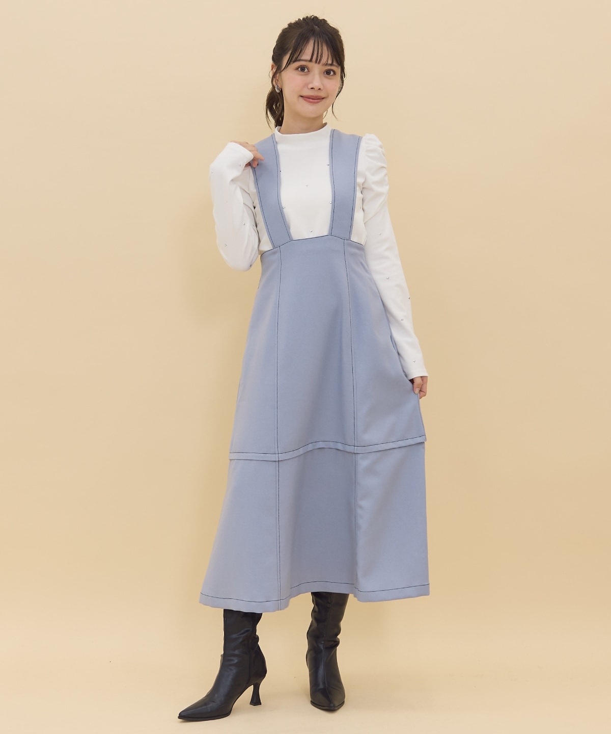 【セットアップ可能】2wayレングスウーリッシュジャンパースカート