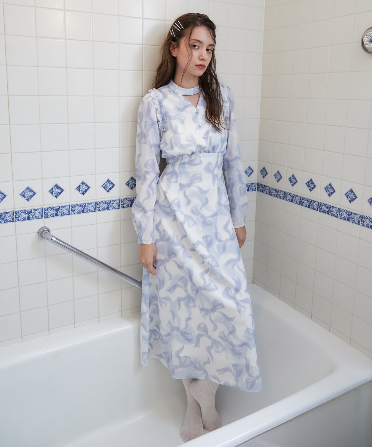 【REDYAZEL】リボンプリントワンピース