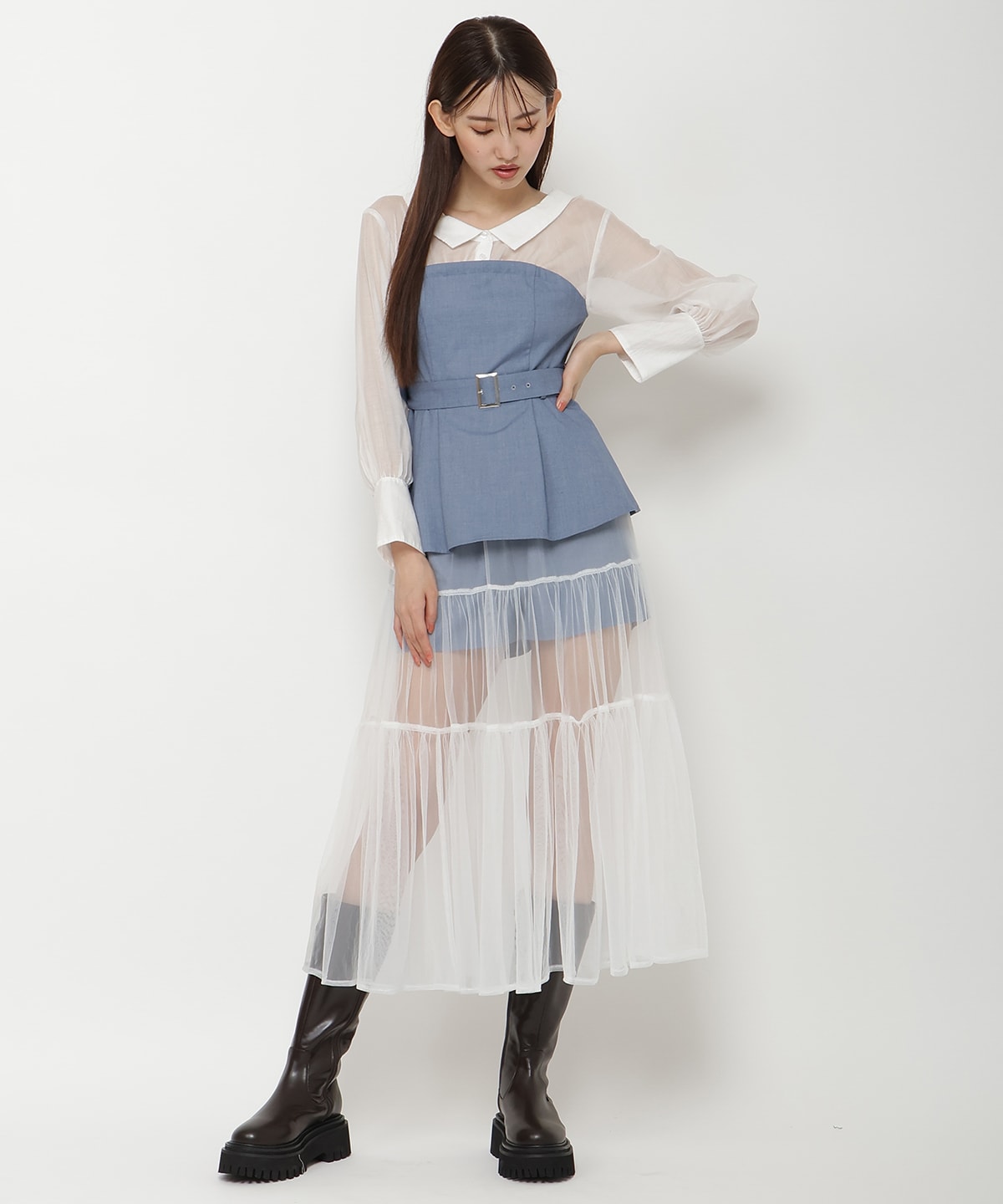 シャツドッキングベアワンピース