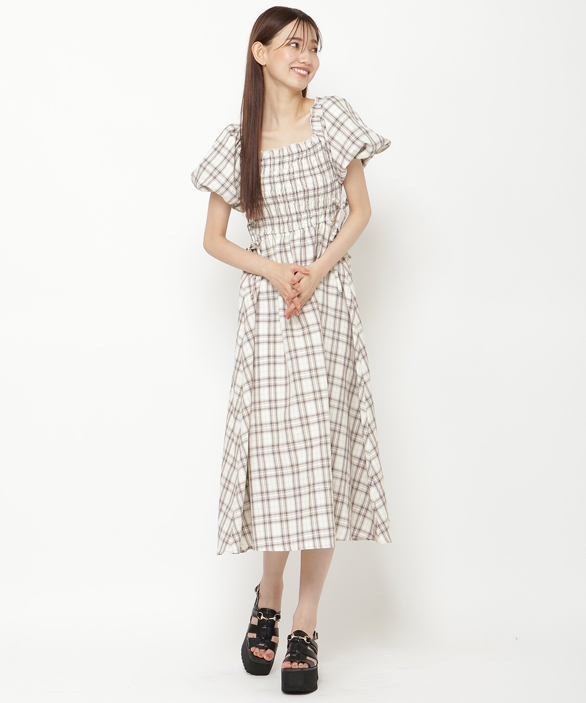 パーリーゲイツ サイズ0定番チェック柄プリーツワンピ ノースリーブ