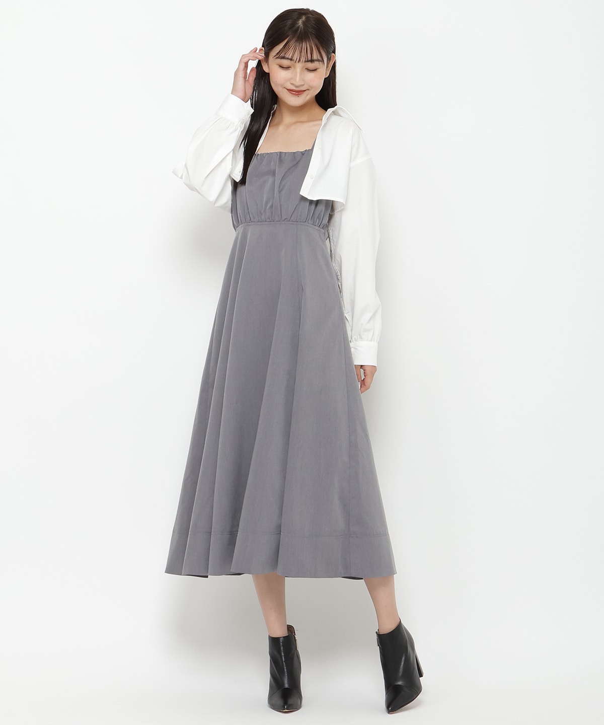 バックリボンシャツ＆キャミワンピセット