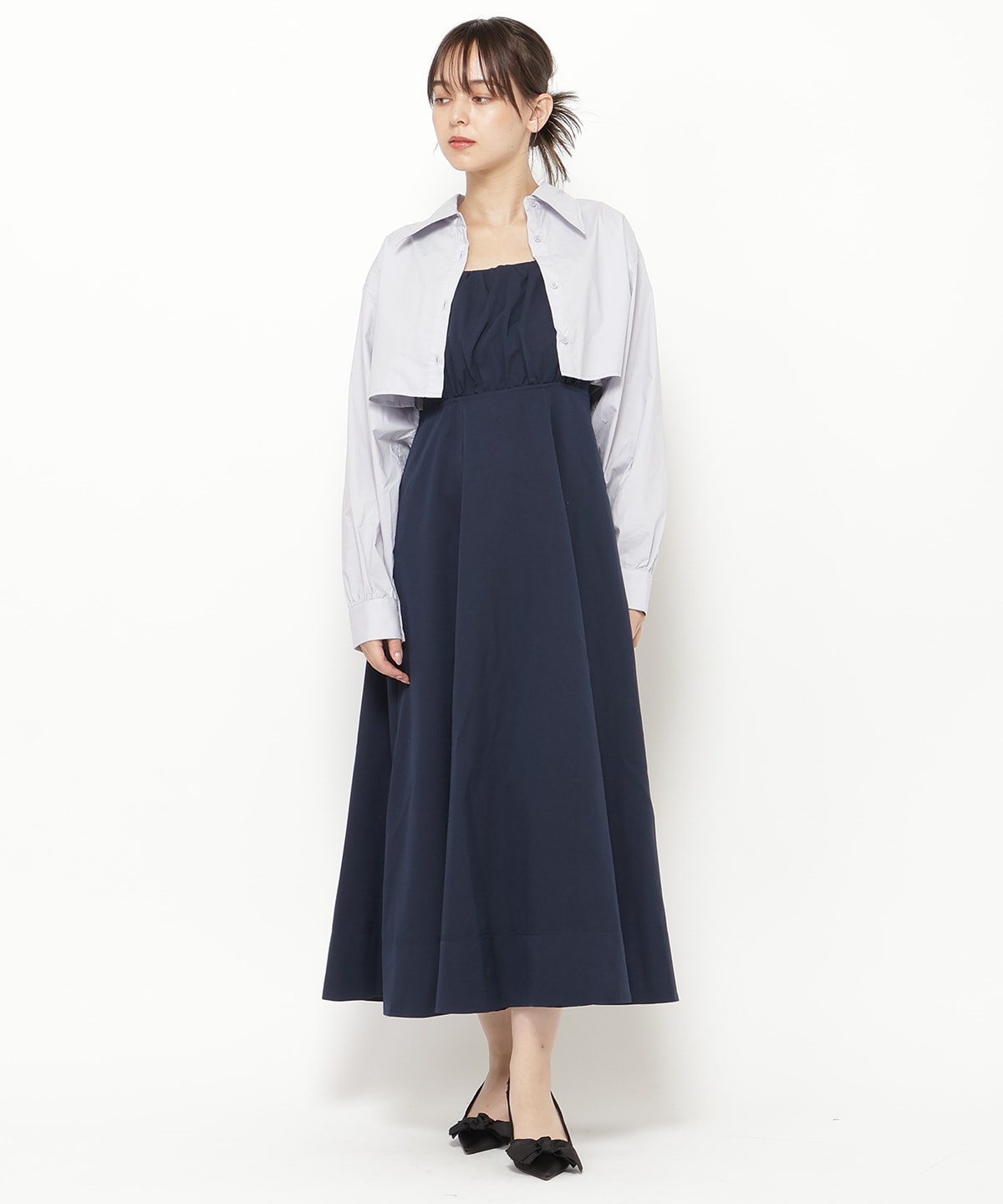 バックリボンシャツ＆キャミワンピセット