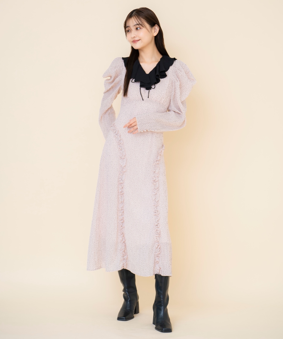 フリルカラードットワンピース