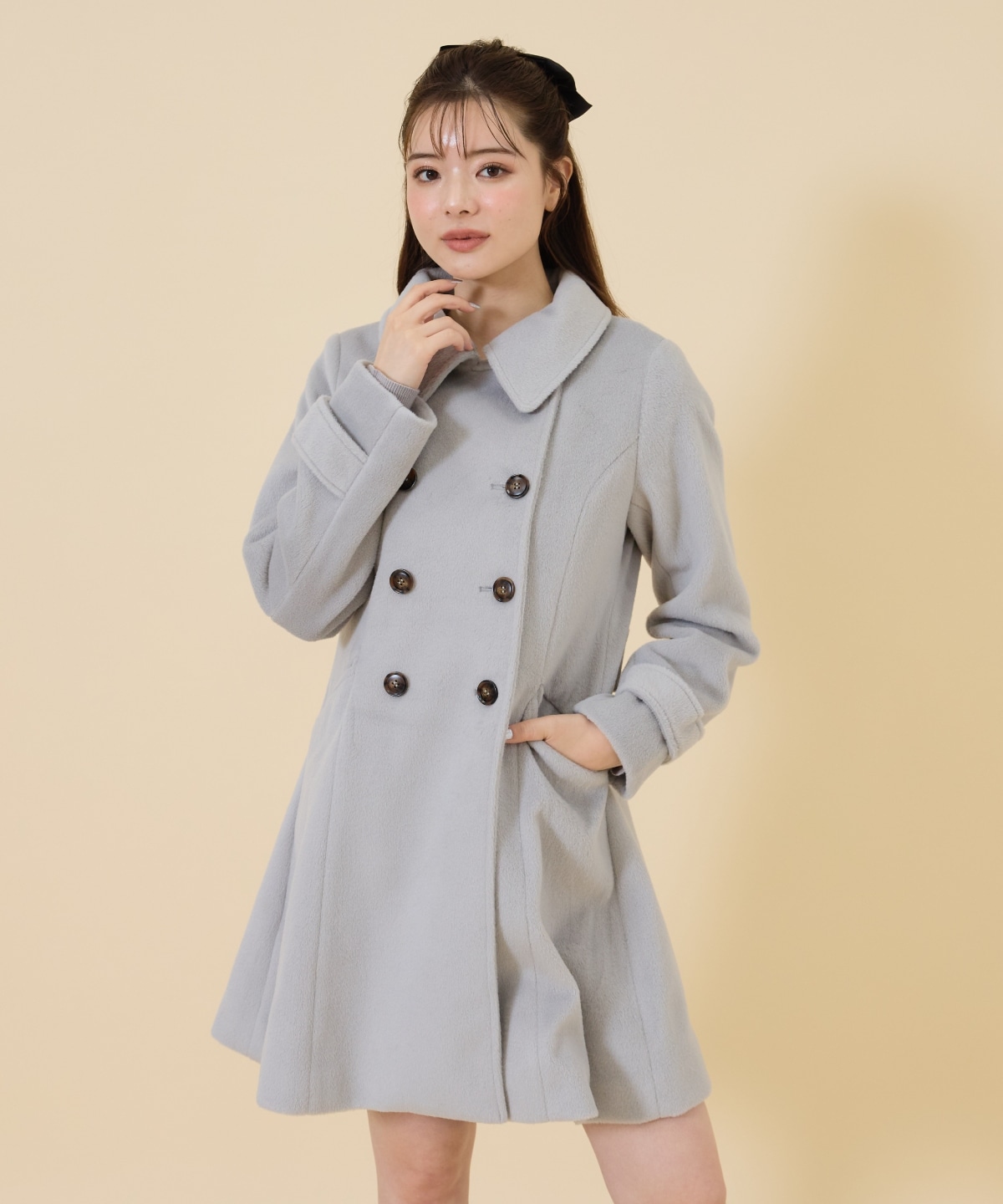 ウールライクダブルミドルコート