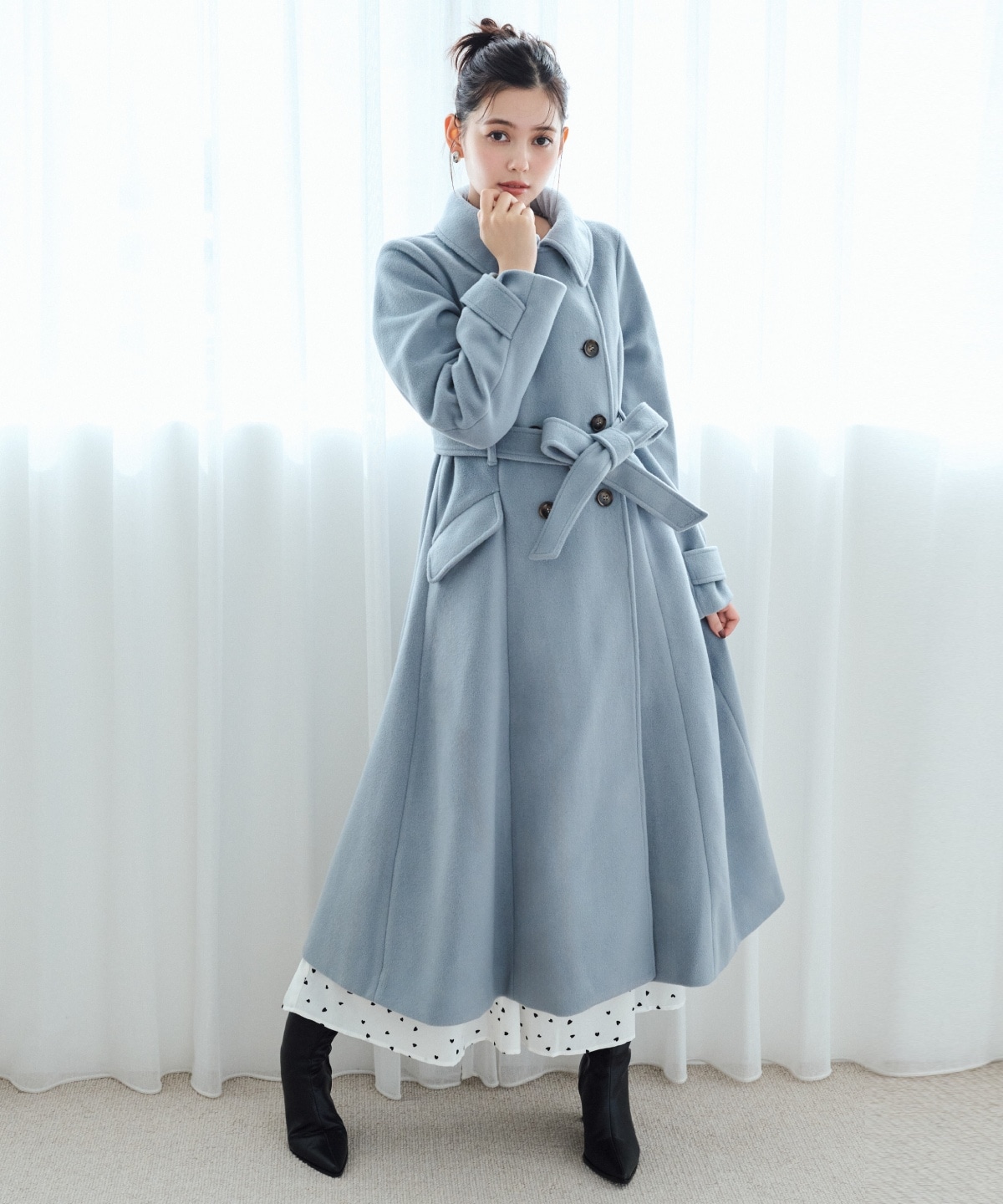 ウールライクダブルロングコート