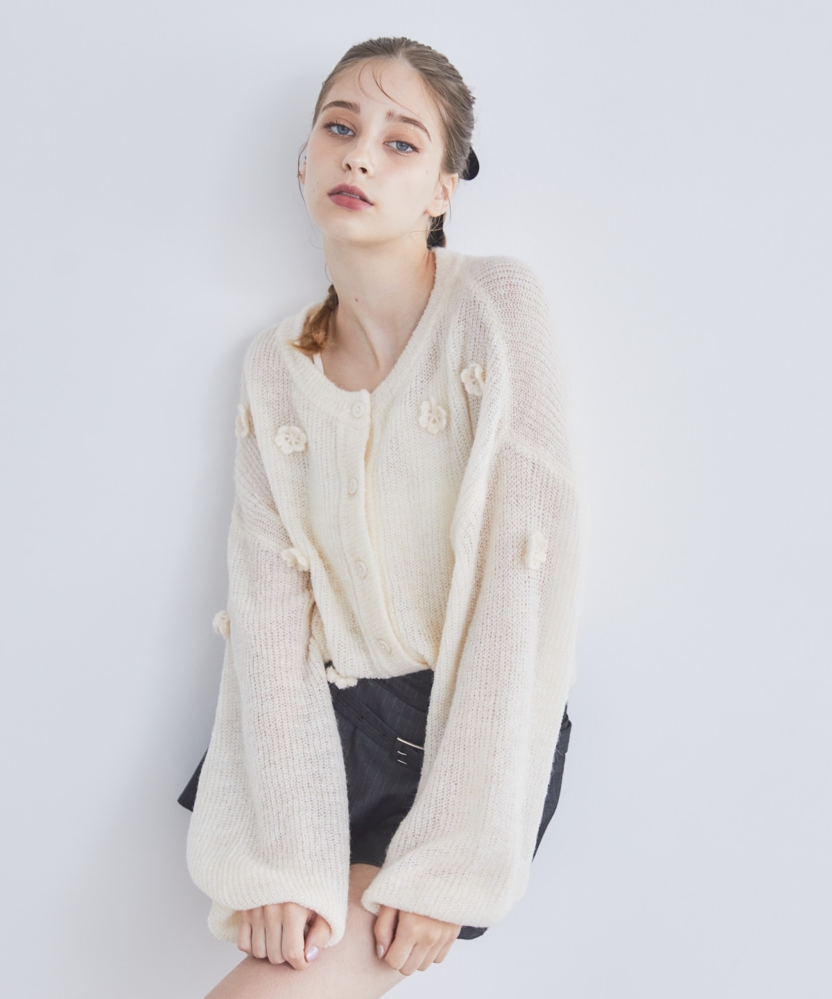 クロシェフラワーカーディガン