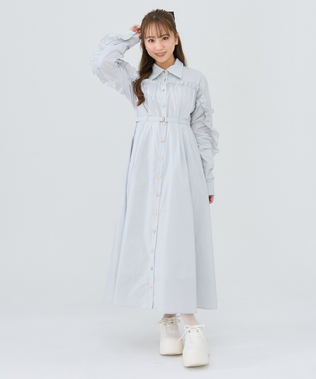 フリルシャツワンピース