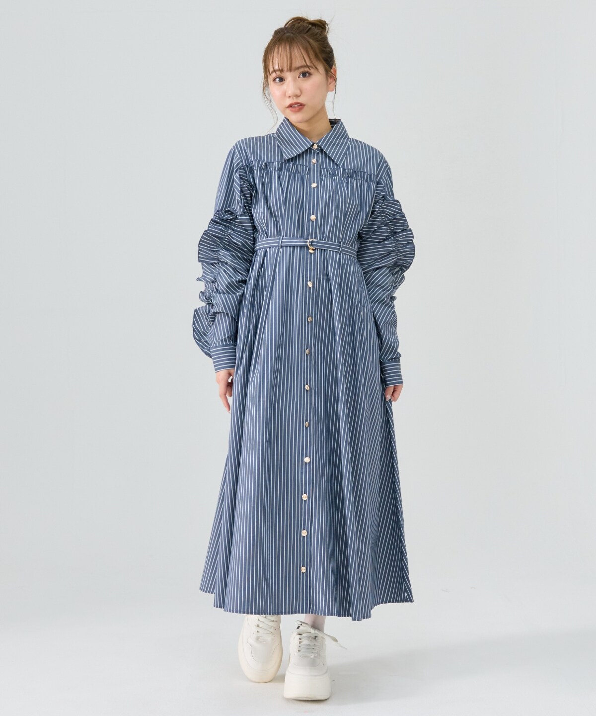 フリルシャツワンピース